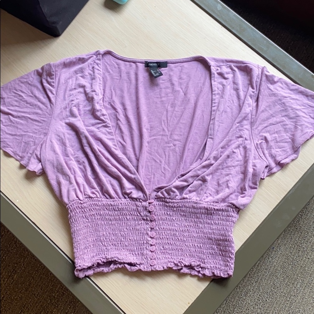 Purple deep v crop top